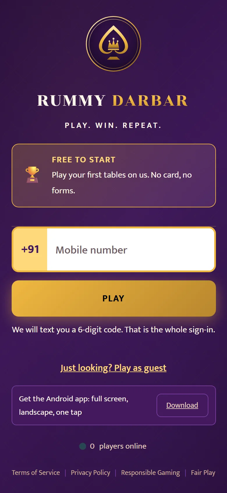 Sign-in screen on a phone